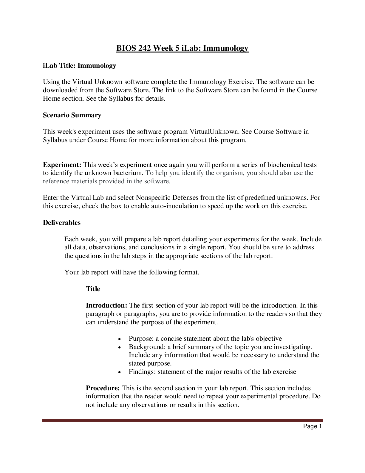 Preview image for BIOS 242 Week 5 iLab: Immunology